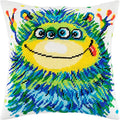 Brvsk Friendly Needlepoint Kit for Adults and Beginners — Little Monster 16″ × 16″ with Clear, Precise Printed Design on Cotton Canvas; Includes 2 Needles, Yarn, and Easy-Read Chart