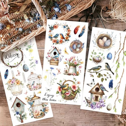 OLYCRAFT 6x12 Inch Spring Rub on Transfers for Furniture and Crafts - style: Spring Bird