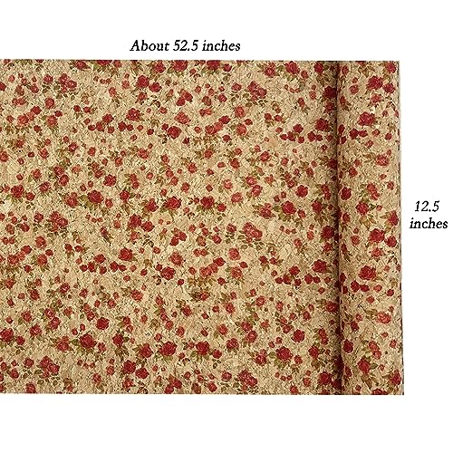 SorenCut Cork Fabric Roll 12 x 52 Inch – Plum Blossom Print Cork Leather Fabric for Earrings, Bow Making, Bags, Wallets & DIY Sewing Projects – Vegan Leather Alternative Craft Sheet - color: Plum Blossom