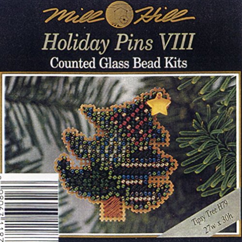 Tipsy Tree Beaded Counted Cross Stitch Ornament Kit Mill Hill 1998 Winter Holiday H79