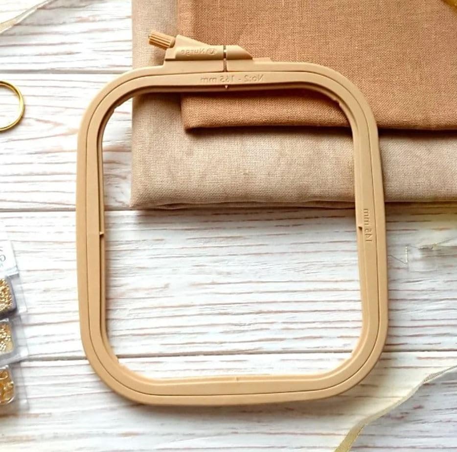 Nurge Square Embroidery Hoop - Plastic Cross Stitch Frame for Needlepoint & Embroidery - Adjustable Craft Hoop - Beige - No:2 (Small) - color: Beige, size: No:2 (Small)