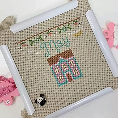 8" Square Embroidery Hoop Cross Stitch Frame Plastic Embroidery Frame Clip - size: 8 x 8 inch
