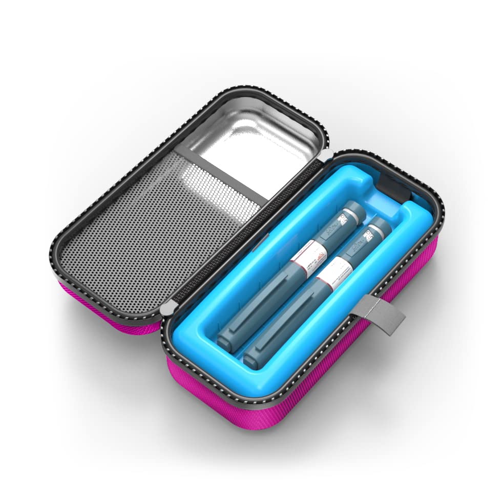 SHBC Insulin Pen Carrying Case Portable Medical Cooler Bag for Diabetes with Protective Ice Brick - Convenient to Changing Needles with Each Injection Hot Pink - color: Hot Pink