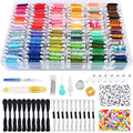 VICOVI Friendship Bracelet String Kits with Organizer Storage Box, 110 Colors Embroidery Floss 52Pcs Cross Stitch Tools-Labeled with Embroidery Thread Numbers for Bobbins Great Production Gift