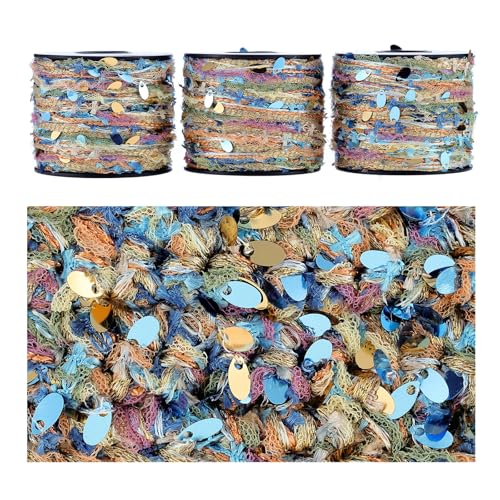 Artisanal Yarn Collection Multifiber Fancy Yarn for Knitting Crocheting Crafts DIY, Set of 3 Rolls (Garden Dream Weave) - color: Garden Dream Weave