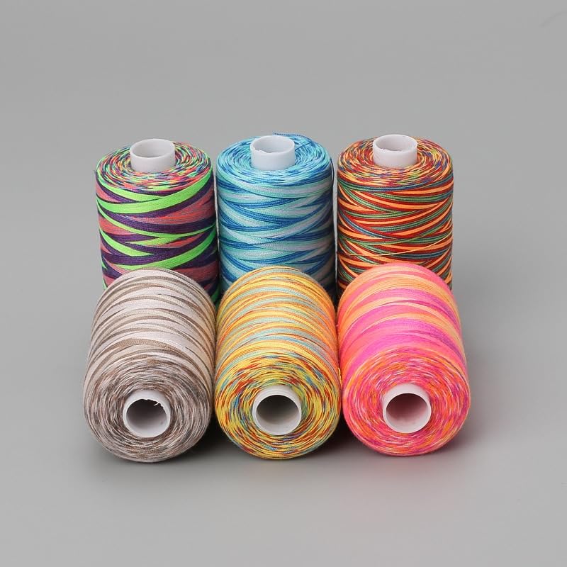 5Pcs Multicolor Thread Set, 5 Spools Polyester Embroidery Sewing Thread