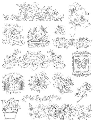 Aunt Martha's 402 Flowers and Butterflies Embroidery Transfer Pattern Book, Over 25 Iron On Patterns - size: 8.5 x 11 inches, style: Butterflies