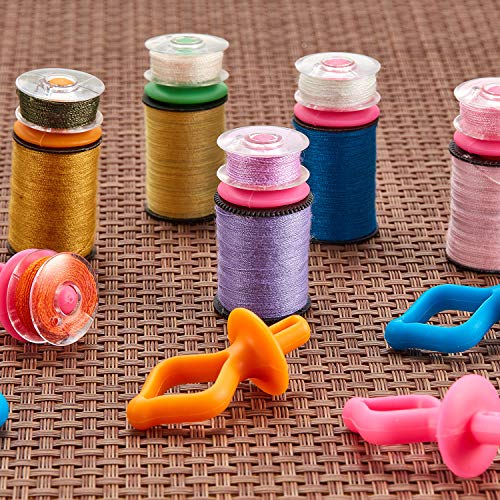 WILLBOND 60 Pcs Bobbin Holders for Thread Spools Bobbin Clips Preventing Tangles Thread Holder on Spool Tops Sewing Machine Quilting Supplies for Embroidery Quilting Sewing, 4 Colors
