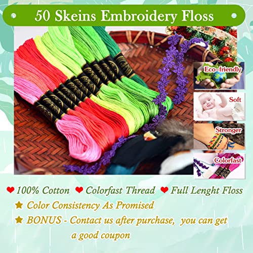 Friendship Bracelet String 500 Skeins Rainbow Color Embroidery Floss Cross Stitch Embroidery Thread Cotton Floss Bracelet Yarn, Craft Floss(Classic Color)（50skeins x10 Pack） - color: vibrant rainbow color, size: 10 Pack