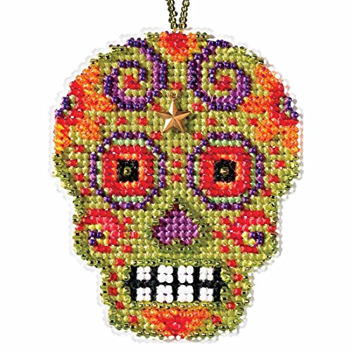 Verde Beaded Cross Stitch Halloween Kit 2016 Mill Hill Calavera Charmed Ornaments MH161622