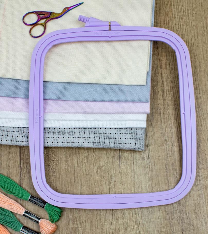 Nurge Square Embroidery Hoop - Plastic Cross Stitch Frame for Needlepoint & Embroidery - Adjustable Craft Hoop - Lilac - No:4 (Large) - color: Lilac, size: No:4 (Large)