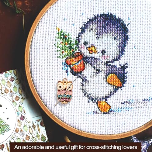 4pcs Needle Minder for Embroidery,Sewing Magnetic Needle Keeper,Cute Owl Cartoon Enamel Pin Needle Minder Sets,Needle Holder for Embroidery, Needlework Storage Accessory, Gift for Cross Stitch Lover