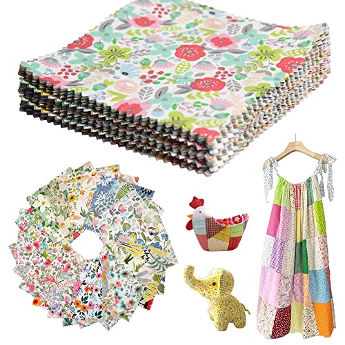 ZOOELAY 42-10" Precut Fabric Quilt Squares Layer Cake Bundles for Quilting Printed Floral for Sewing Fabric - size: 10 x 10 Inch