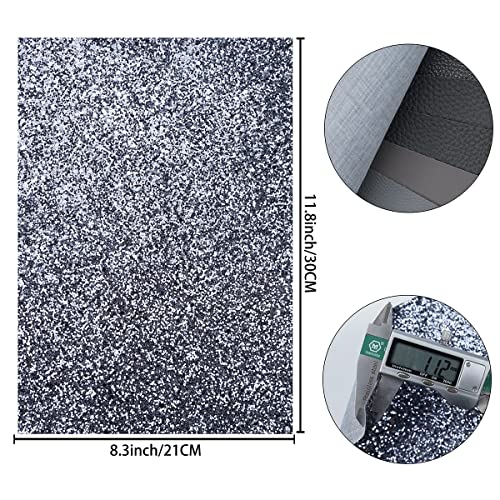 Litchi 6 Pack 8x12 Inch Faux Leather Sheets for Bow Earring, Easy to Cut Vinyl Fabric for Cricut, Durable Fade Resistant Leatherette Without Smell, Dark Gray - color: Dark Gray