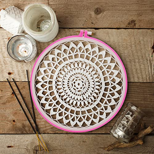 Pllieay 6 Pieces Plastic Embroidery Hoops Set and 16 Pieces Needles - style: Circle - 3.4", 4.7", 6", 7.67", 9", 10.2"