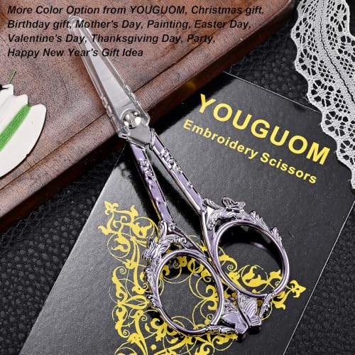 YOUGUOM Sewing Embroidery Scissors, Little Detail Shears with Cover - color: Purple