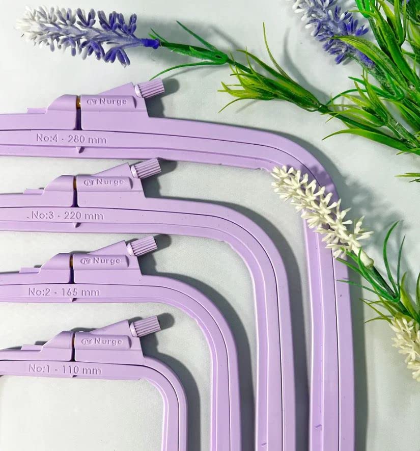 Nurge Lilac 4 Pcs Set Plastic Square Embroidery Hoop, Cross Stitch Hoops, Punch Needle Hoop , DIY Craft Sewing,ABS Plastic Embroidery Hoops - color: Lilac, size: Multiple Sizes (Set of 4)