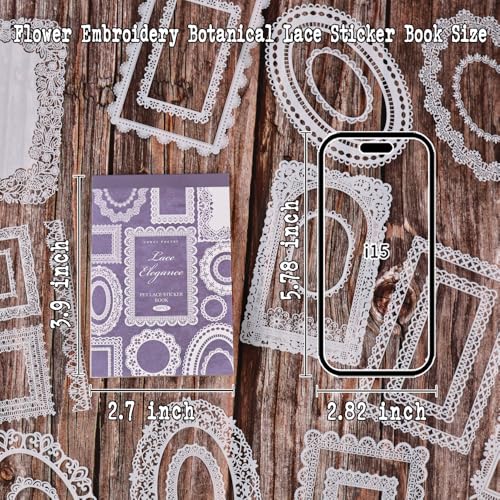 Lace Stickers for Scrapbooking, 30 Sheets Scrapbook Stickers Book for Wedding Invitations, Bridal Scrapbook Supplies, Transparent PET Stickers for Junk Journaling, Vintage Elegant Lace Themed - color: Elegant Lace