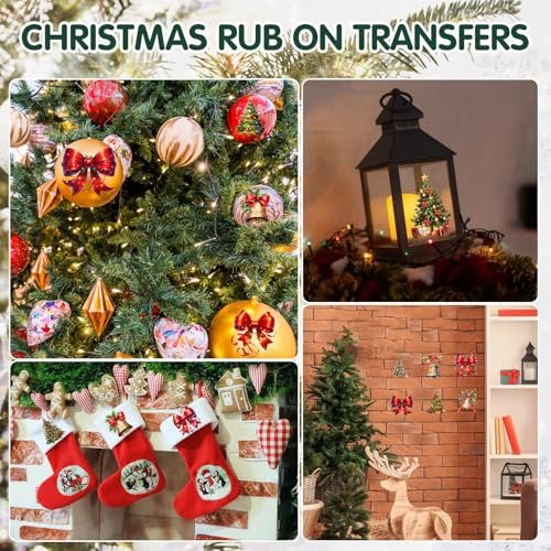 ZMRU 24 Sheets Vintage Christmas Rub On Transfers for Crafts, Rub On Transfers Christmas for Wood Slices，Furniture Decals, Glass, Leather, Canvas, Fabric Projects,3 * 3inch - color: Christmas liturgy