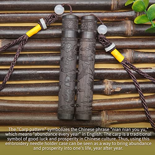 Yuchew Needle Case Sewing Needle Holder 2 Packs Portable Wooden Embroidery Needle Case Needle Tube Keeper Container for Storage Tapestry Cross Stitch Leather Darning Needle, Toothpick, Pill (Carp) - color: Carp