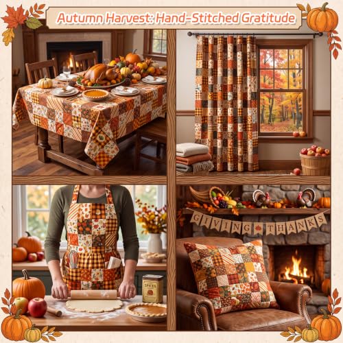 25 Pcs Fall Quilting Fabric Scraps, 10''x10'' Thanksgiving Cotton Fabric Squares Vintage Precut Quilt Kits Include Pumpkin Maple Leaf Bundle Print for Autumn Holiday DIY CRA - color: Orange Autumn