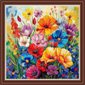 Dimensean Counted Cross Stitch Kit for Beginners, 11CT Unprinted Cross-Stitch Kit Easy Patterns Needlepoint Kit Cross Stitching Embroidery Kit Supplies-Colorful Flowers 18x18 inch - color: DIYColor06
