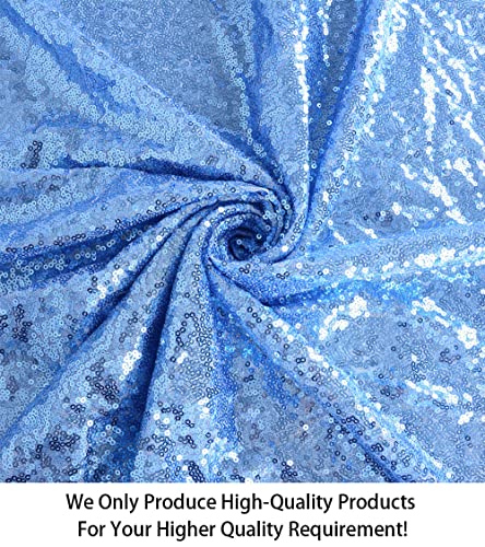 ShiDianYi Baby Blue Sequin Fabric, 2 Yards, 48" Width, Mesh Pattern, Sparkly, Ideal for Sewing Projects - color: Baby Blue, size: 2 Yard