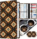 Slohif Car Registration and Insurance Holder with 2 Car Coasters, Elegant - color: Brown Boho