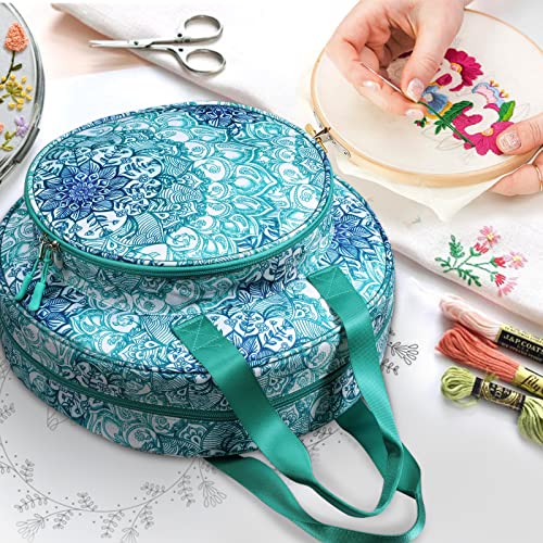 FINPAC Embroidery Project Bag, Embroidery Kits Storage Carrying Tote Bag - color: Emerald Illusions