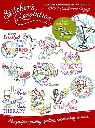 Stitcher's Revolution SR27 Cute Kitchen Sayings Iron-On Transfer Patterns for Embroidery, (3 Pack)