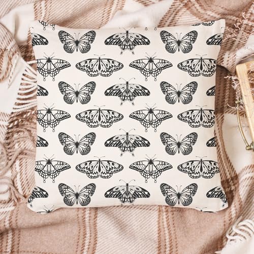 JarThenaAMCS 32Pcs Boho Ivory Charm Square 5-Inch Cotton Fabric Squares Bundles Black Beige Rainbow Mushroom Flower Quilting Sewing Fabrics for DIY Handmade Craft Decor