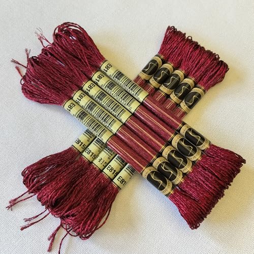 8 Meters 12 Strands Metallic Embroidery Floss Cross Stitch Needlework Thread, Metallic Red, 10 Skeins - color: Metallic Red