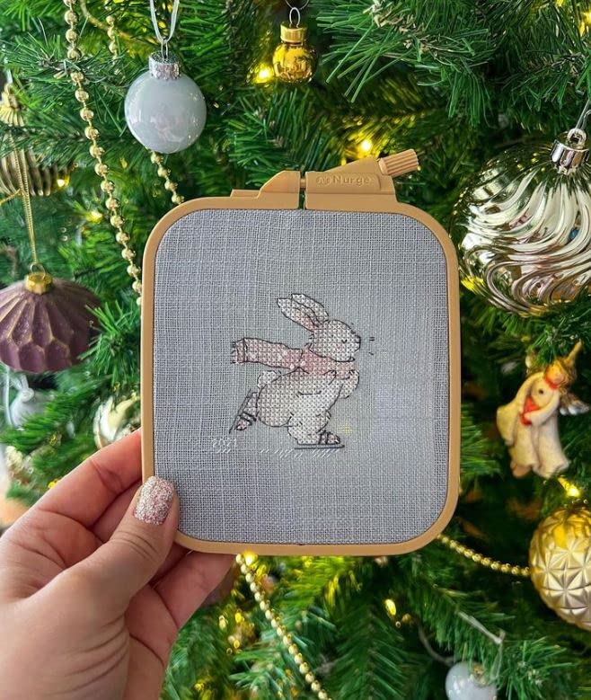 Nurge Square Embroidery Hoop - Plastic Cross Stitch Frame for Needlepoint & Embroidery - Adjustable Craft Hoop - Beige - No:2 (Small) - color: Beige, size: No:2 (Small)