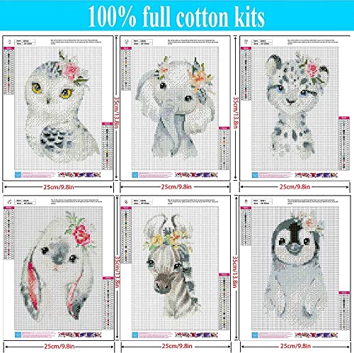 Tiwabb 6 Pack Animal Stamped Cross Stitch Kits for Adults Beginners - color: Animal Cross Stitch Kits