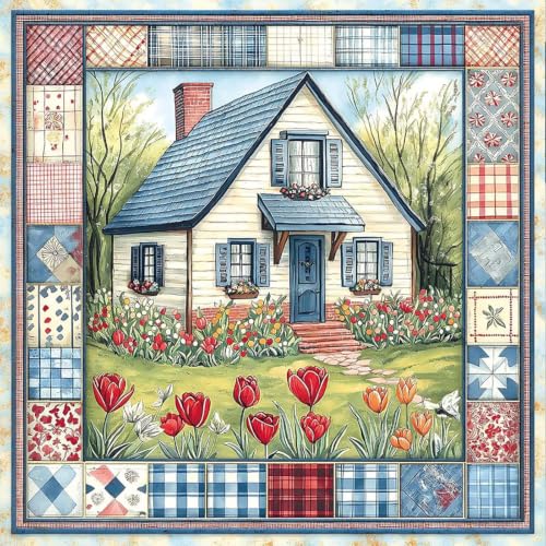 niurenmaoyi Garden Scene Stamped Cross Stitch Kits for Beginner,14X14In - color: Cross Stitch Kits00617-01