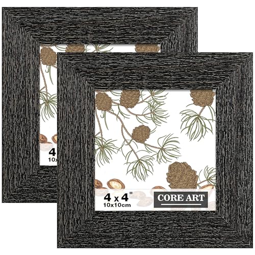 CORE ART 4x4 Picture Frame, Solid Wood Rustic Black, 2 Pack - color: Black, size: 4x4 - 2 pack