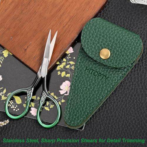 Small Sharp Scissors for Women Men Eyebrow Hair Beauty Grooming - color: Dark Green