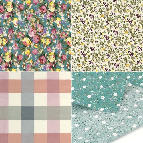 7 Pieces Cotton Fabric 18 x 22 Inches Precut Patchwork Fabric Set Fat Quarter Bundles for Sewing Quilting Crafting (Peony Lily) - color: Peony Lily
