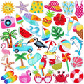 AUGSUN 36pcs Summer Iron on Patches Hawaiian Beach Embroidered Sew Applique - style: Summer