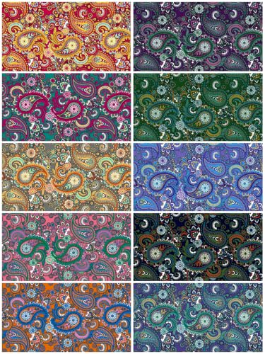100% Cotton Jelly Roll Fabric Strips for Quilting and Sewing-Retro Paisley - color: Retro Paisley
