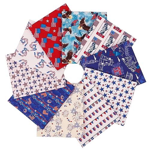 Craftido -25 Options- 100% Cotton Quilting Fabric Bundles 10pcs Fat Quarters 18”x21”-Medium Weight 5.2 oz- Soft Cotton for Quilting, Sewing Project, Patchwork, DIY Crafts – American Style - color: American Style