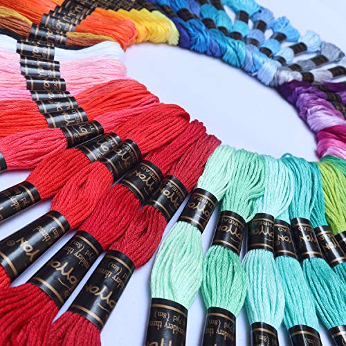 MOYYON 122 Skeins Embroidery Floss - Embroidery Thread - Friendship Bracelet String with Free Set of 30 pcs Floss Bobbins for Cross Stitch, Hand Embroidery, String Art