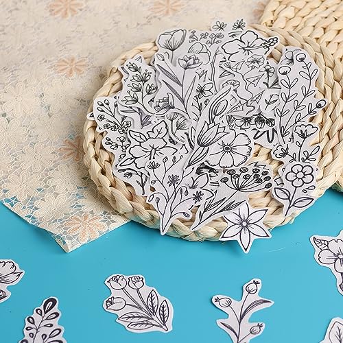 Patemby 50Pcs Embroidery Pattern Water Soluble Embroidery Stabilizers, Stick and Stitch Embroidery Paper Wash Away with Pre-Printed Pattern Designs Stencils Transfers for Hand Sewing Lover Beginner - color: Flower