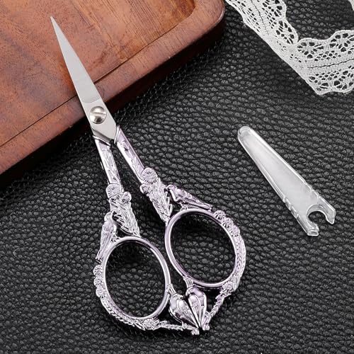 YOUGUOM Sewing Embroidery Scissors, Small Craft Shears with Cover - color: Light Purple