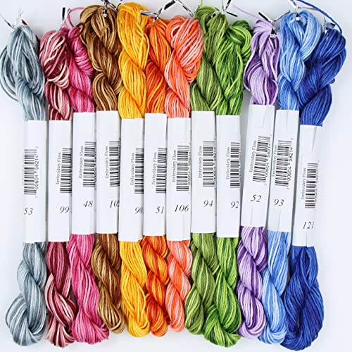 KCS Big skeins of 25 Meters Size 25 Color Variegated Cross Stitch Stranded Threads,12 skeins,03 - color: 12skeins03, size: 12 skeins
