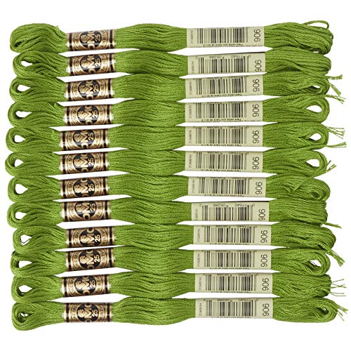 DMC 6-Strand Embroidery Cotton Floss, Medium Parrot Green - color: Medium Parrot Green, size: 8.7 yards