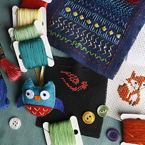 UNIME 240 Pieces Plastic Floss Bobbins with 1 Floss Bobbin Winder for Embroidery Floss Organizer Cross-Stitch Thread String Holder Thread Cards, White