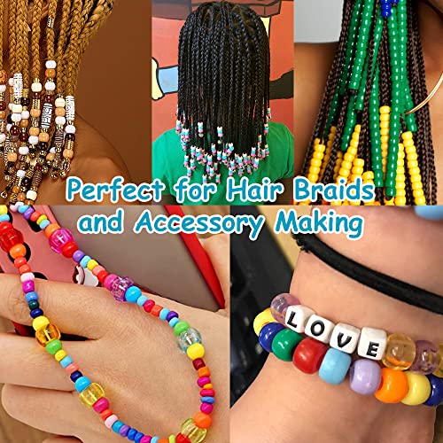 1100 Pcs Mixed Colors Shape Barrel Plastic Loose Beads for DIY Craft Projects, Jewelry Making, Bracelets, Hair Beads - color: 1100 PCS Mixed Colors Shape