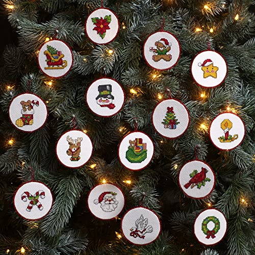 Bucilla Cross-Stitch 14 Piece Ornament Making Kit, Classic Christmas Collection, Perfect for DIY Arts and Crafts, 89454E