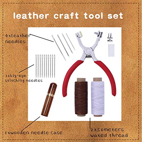 Leather Hole Punch,4mm Silent Leather Hand Pliers, Stitch Chisel - Red - color: Red